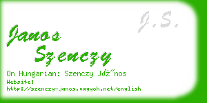 janos szenczy business card